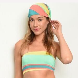Striped tube top and and head wrap set, NEW!